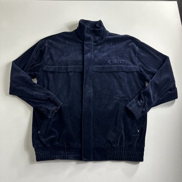 Vintage Southpole Velour Track Jacket Mens Large Blue 90s y2k Streetwear Hip Hop - Picture 1 of 9
